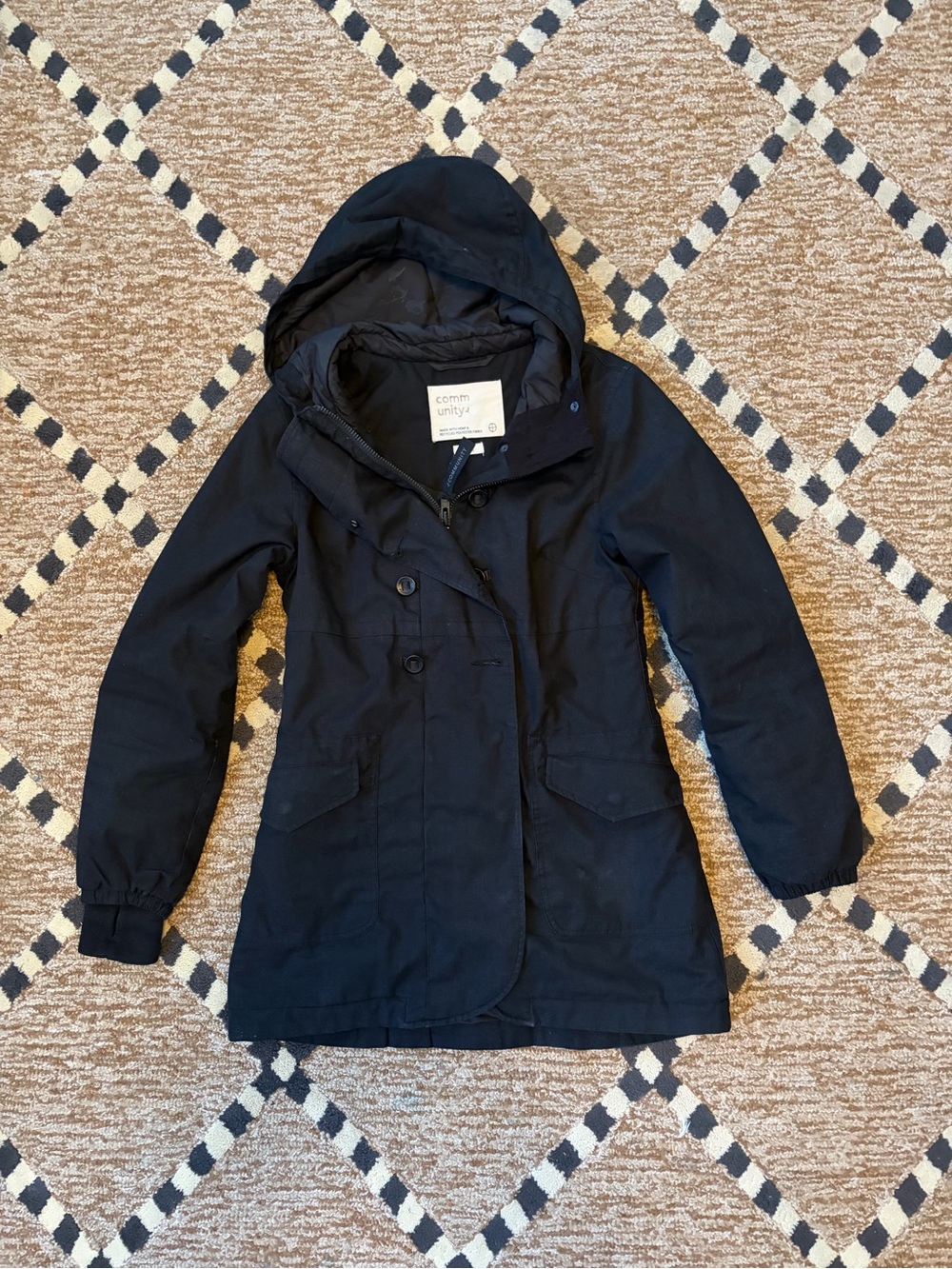 Aritzia Community Black Hooded Utility Parka